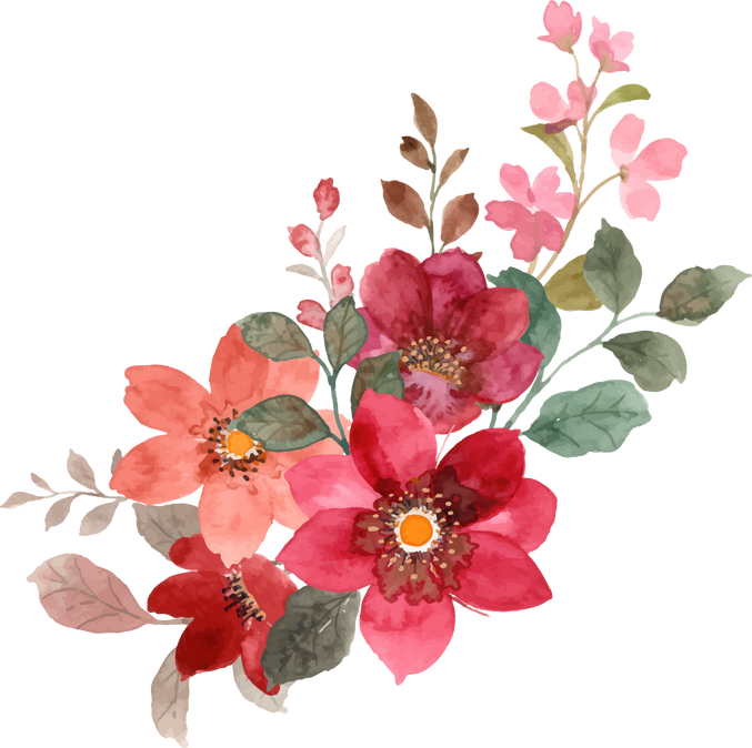 Watercolor Red Flower Bourquet